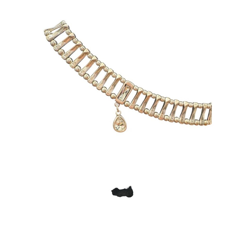 Serica Antares Choker Necklace Womens Silver Tone Clear Crystal Teardrop - Picture 2 of 4